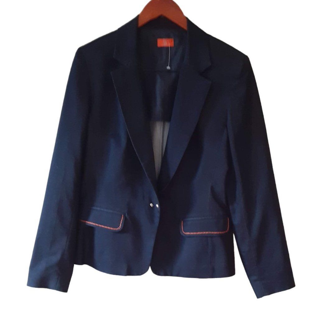 B.Y.E Women's Denim Blazer Navy Blue Small NWOT Casual Professional Style - Picture 2 of 5